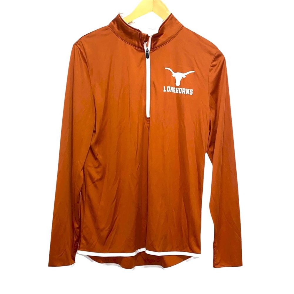 Fanatics Orange Quarter Zip Pullover with Texas Longhorns White Logo